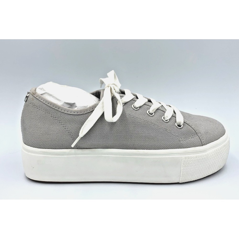 Steve Madden Platform Sneakers Womens Grey Canvas Low Top Lace Up Shoes NWO Box - Picture 2 of 6